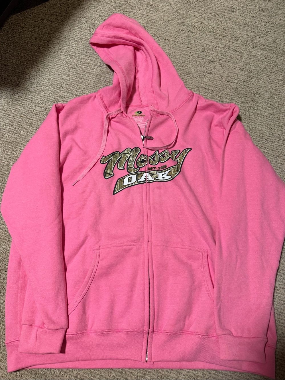 Mossy Oak Woemens Pink Full-Zip Hoodie